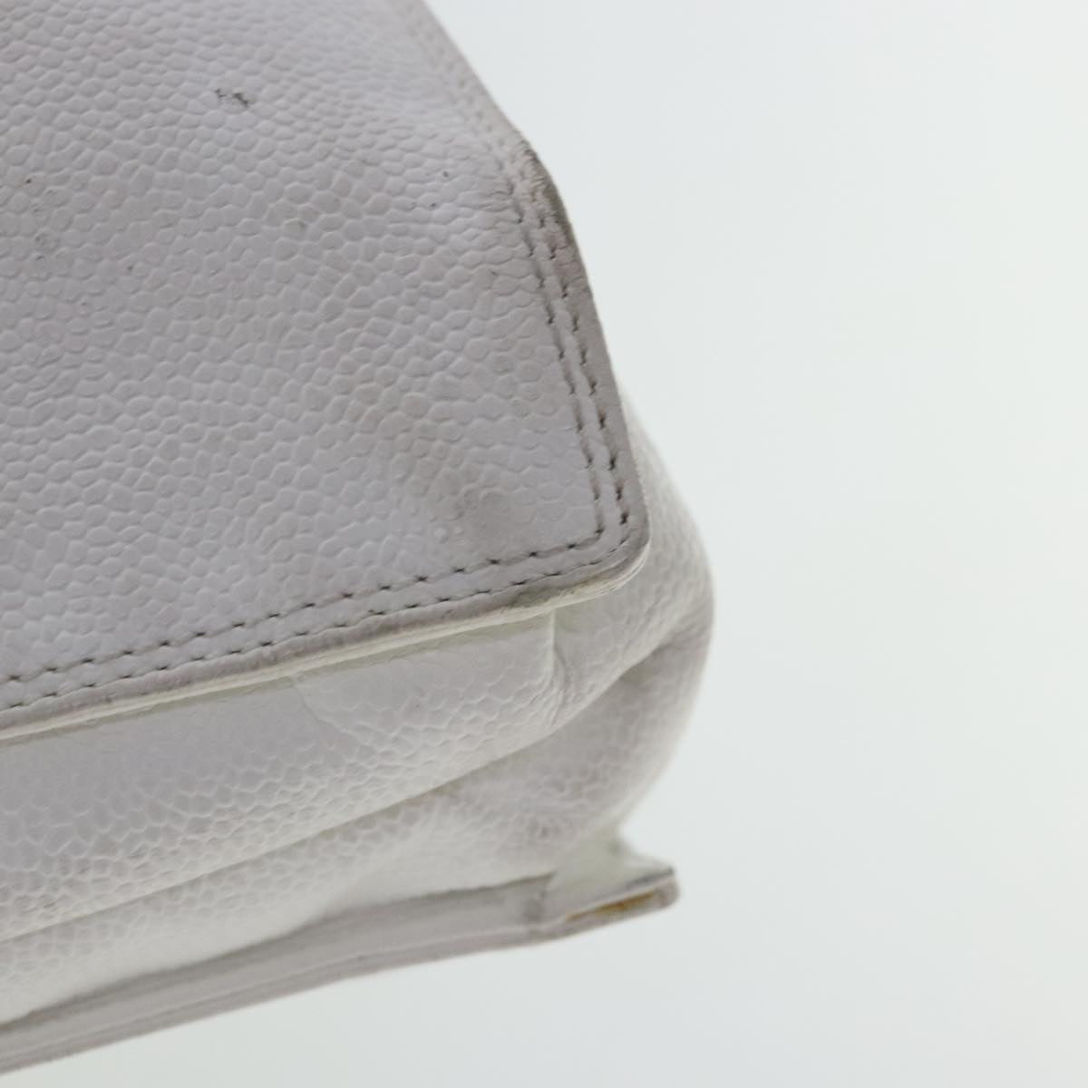 CHANEL Hand Bag Caviar Skin White Gold CC bs19209