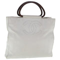 CHANEL Hand Bag Caviar Skin White Gold CC bs19209