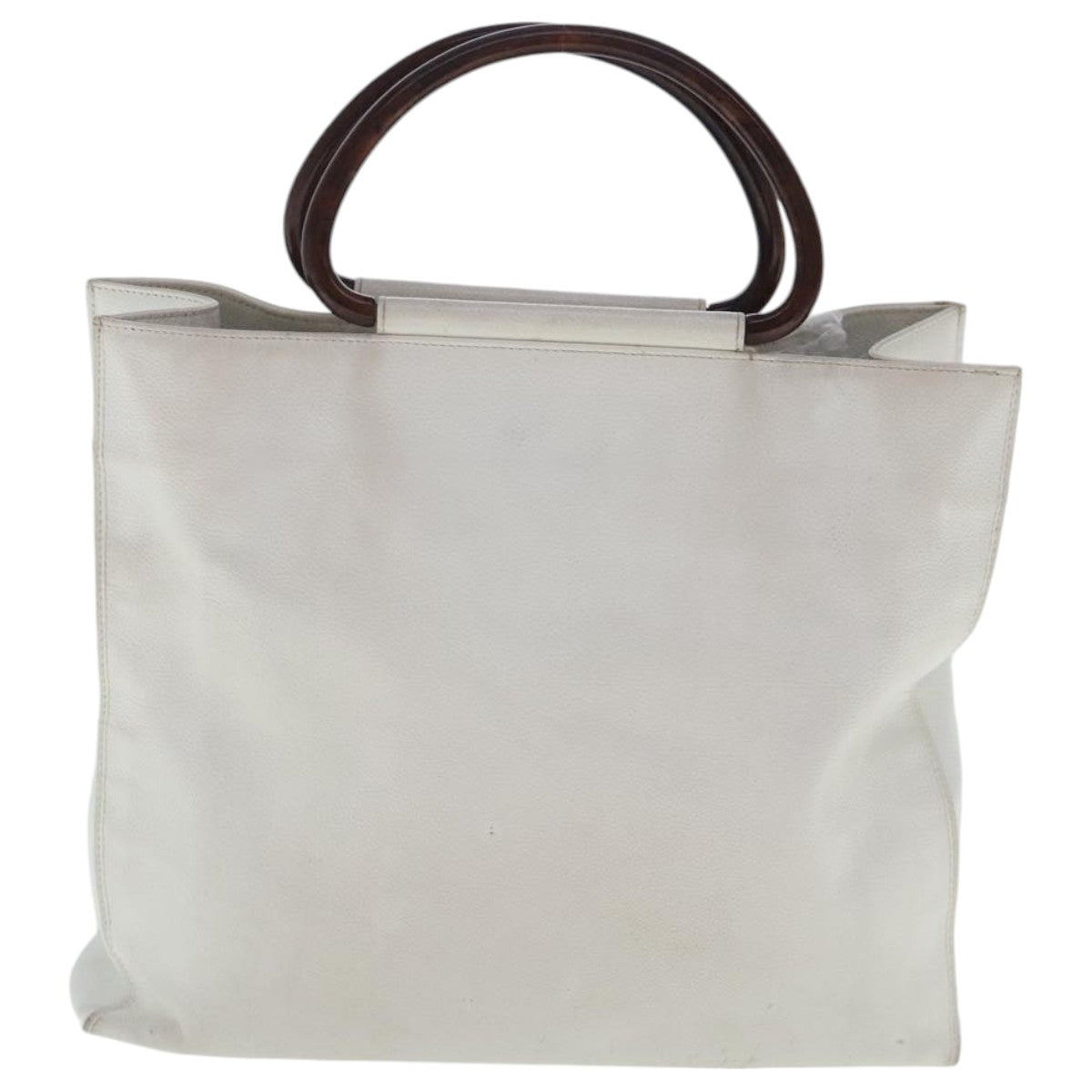 CHANEL Hand Bag Caviar Skin White Gold CC bs19209