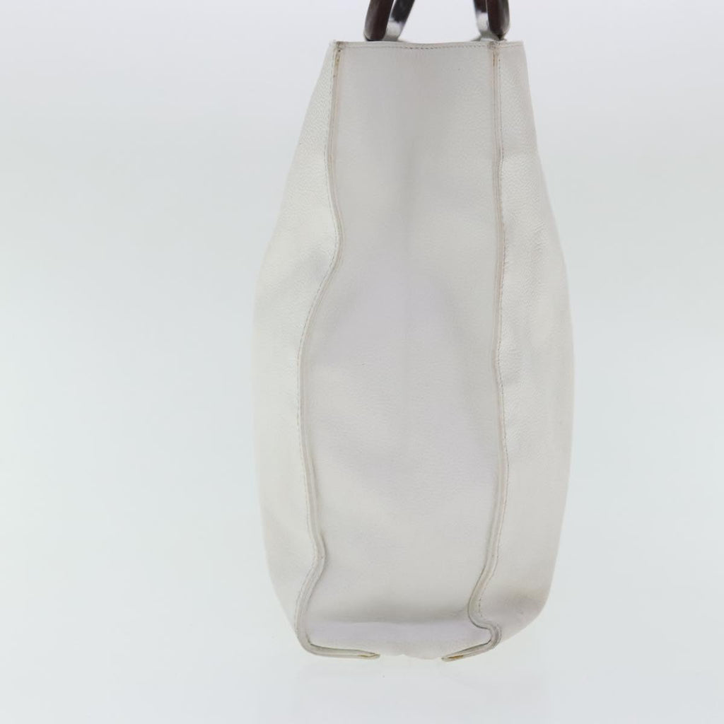 CHANEL Hand Bag Caviar Skin White Gold CC bs19209