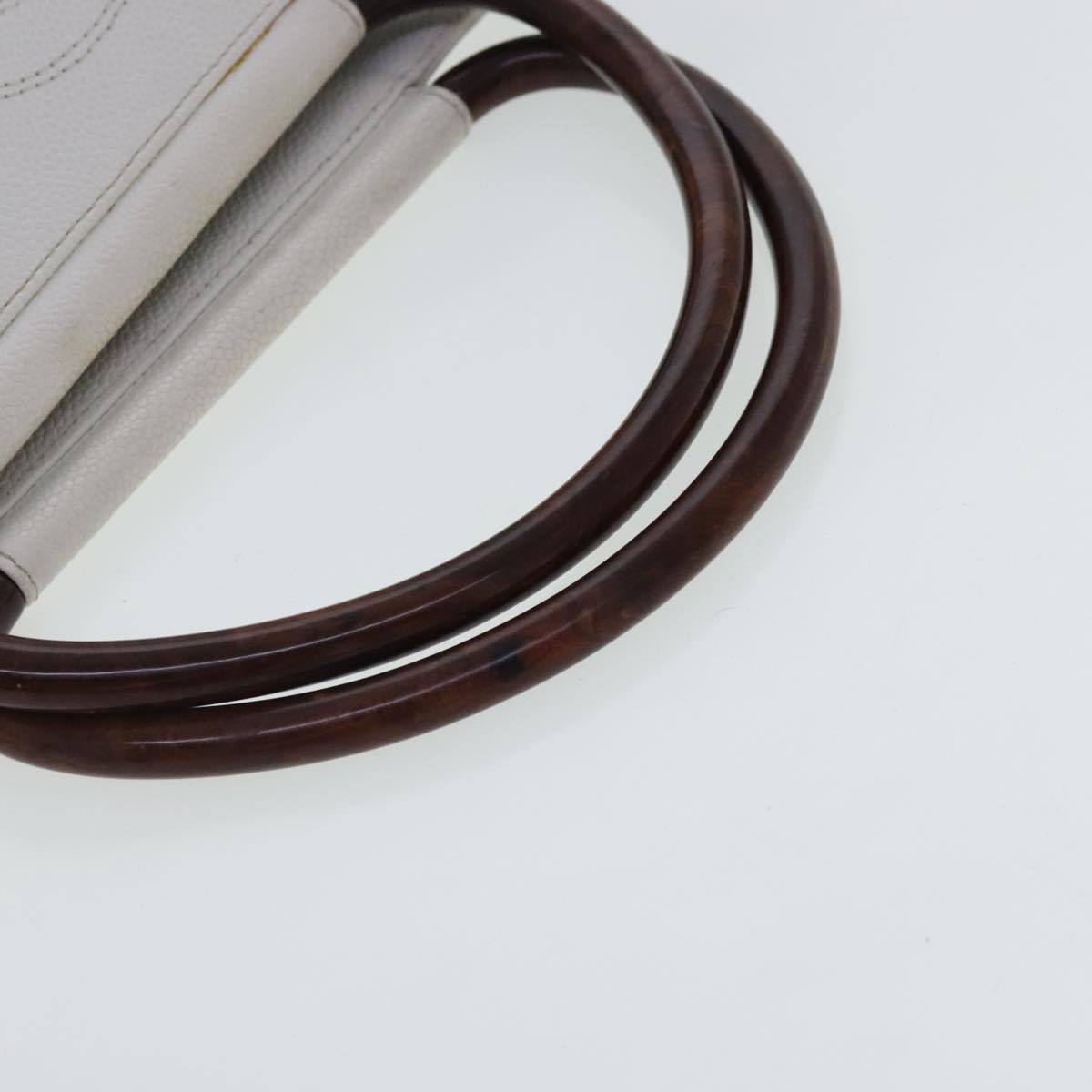 CHANEL Hand Bag Caviar Skin White Gold CC bs19209
