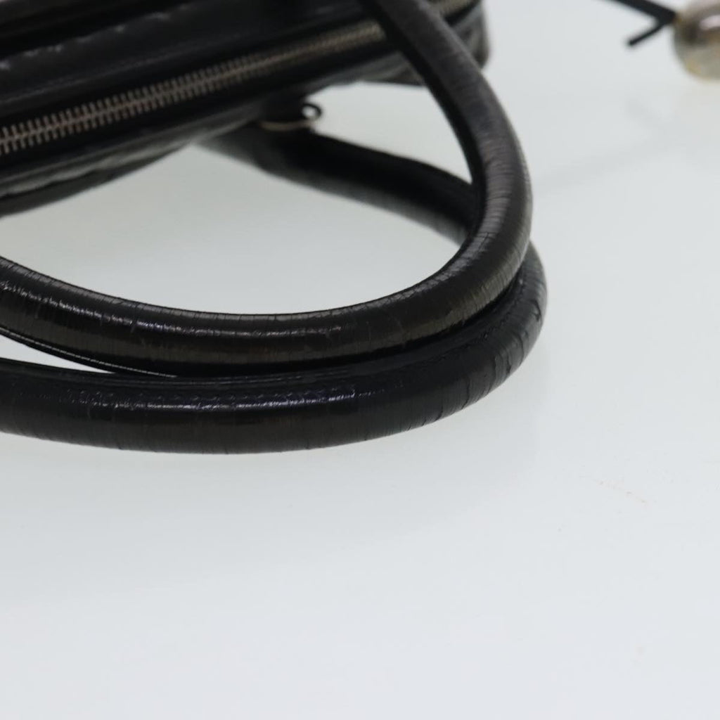 CHANEL V Stitch Hand Bag Patent leather Black Gold CC bs19212