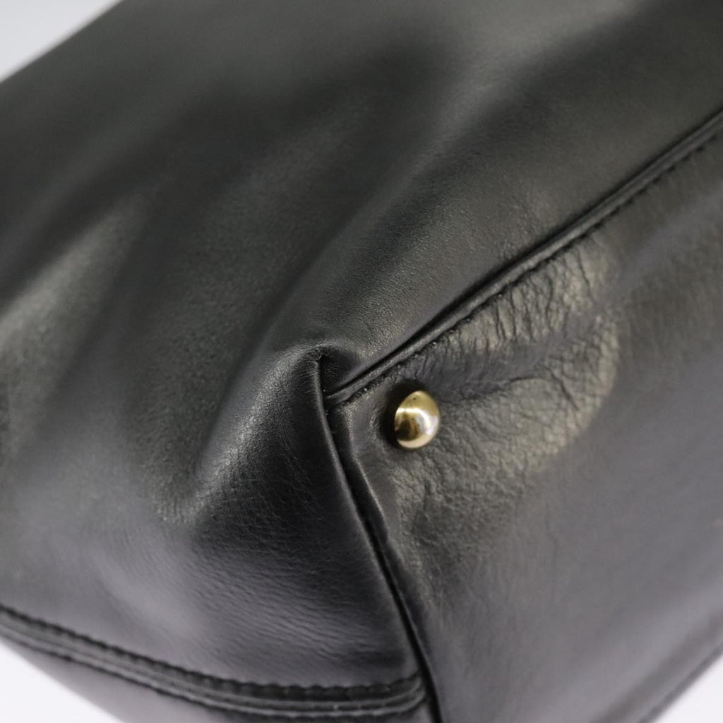 CHANEL Hand Bag Leather 2way Black Gold CC bs19252