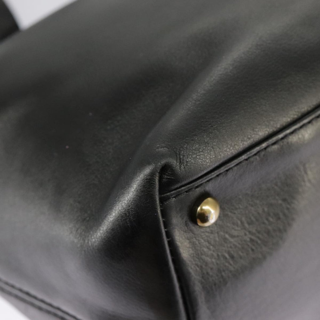 CHANEL Hand Bag Leather 2way Black Gold CC bs19252