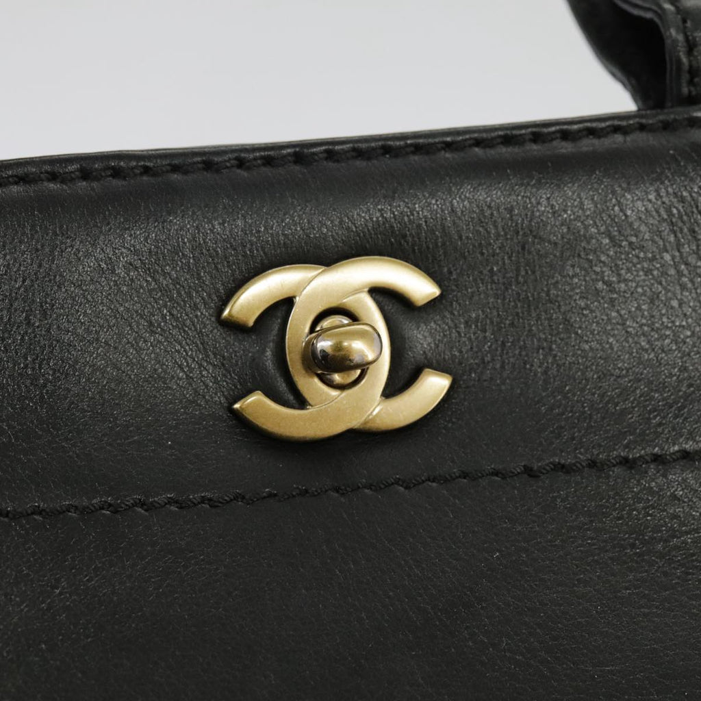 CHANEL Hand Bag Leather 2way Black Gold CC bs19252