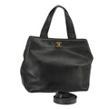 CHANEL Hand Bag Leather 2way Black Gold CC bs19252