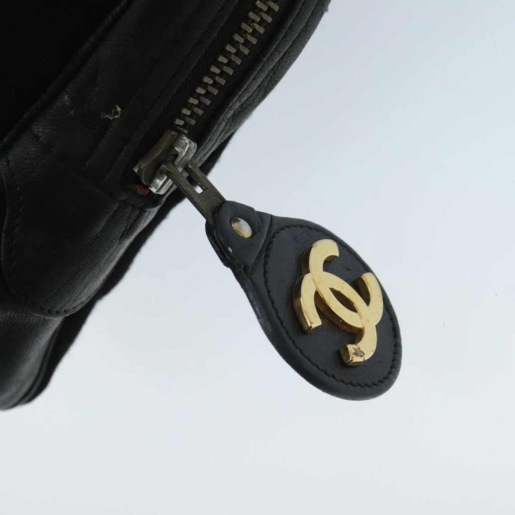 CHANEL Matelasse Chain Shoulder Bag Cotton Black Gold CC bs19253