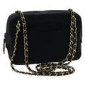 CHANEL Matelasse Chain Shoulder Bag Cotton Black Gold CC bs19253