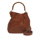 GUCCI Bamboo Hand Bag Leather 2way Brown Gold 001 1781 1577 bs19269