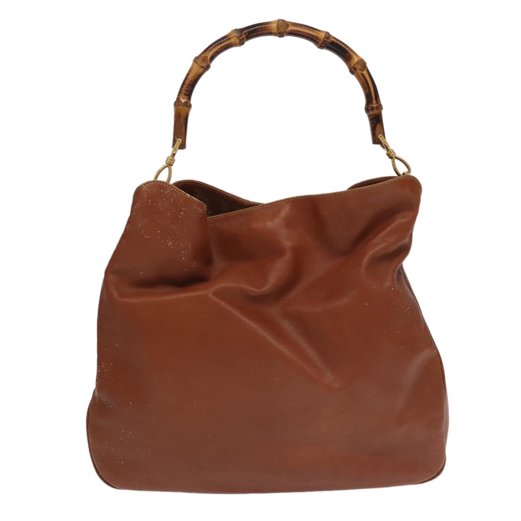 GUCCI Bamboo Hand Bag Leather 2way Brown Gold 001 1781 1577 bs19269