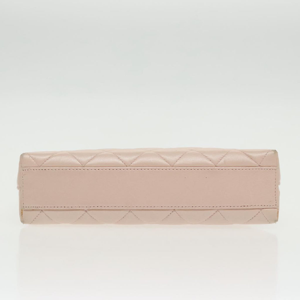 CHANEL Matelasse Chain Hand Bag Leather Pink Silver CC bs19287