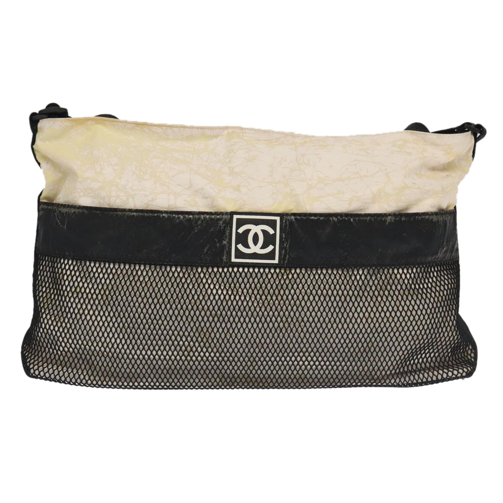 CHANEL Chanel Sports Shoulder Bag Nylon White Black CC bs19291