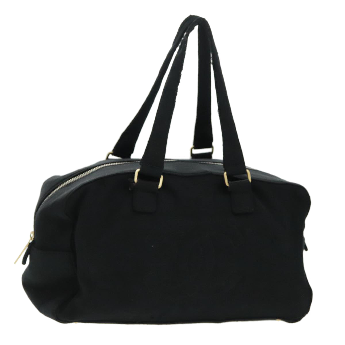 CHANEL Hand Bag Cotton Black Gold CC bs19294