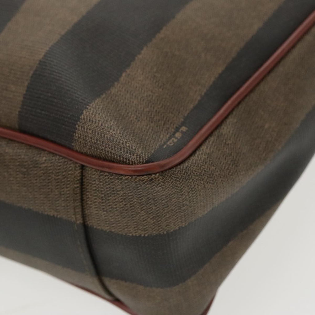 FENDI Pecan Canvas Tote Bag Brown Black Gold bs19326