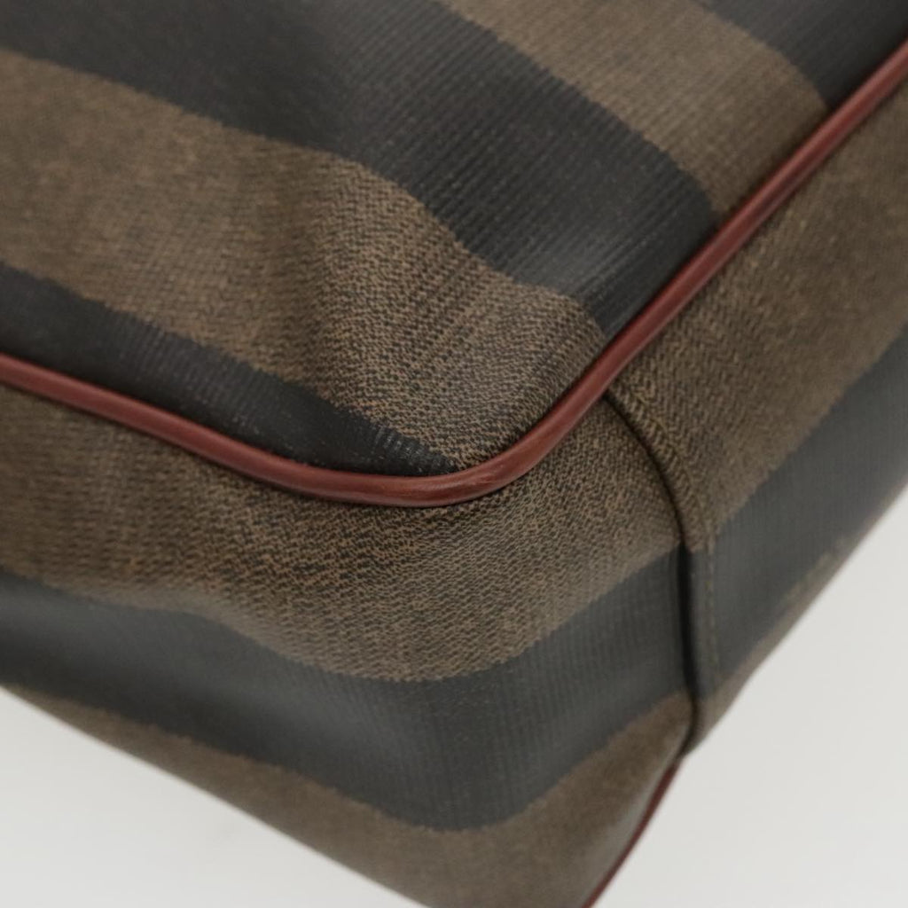 FENDI Pecan Canvas Tote Bag Brown Black Gold bs19326