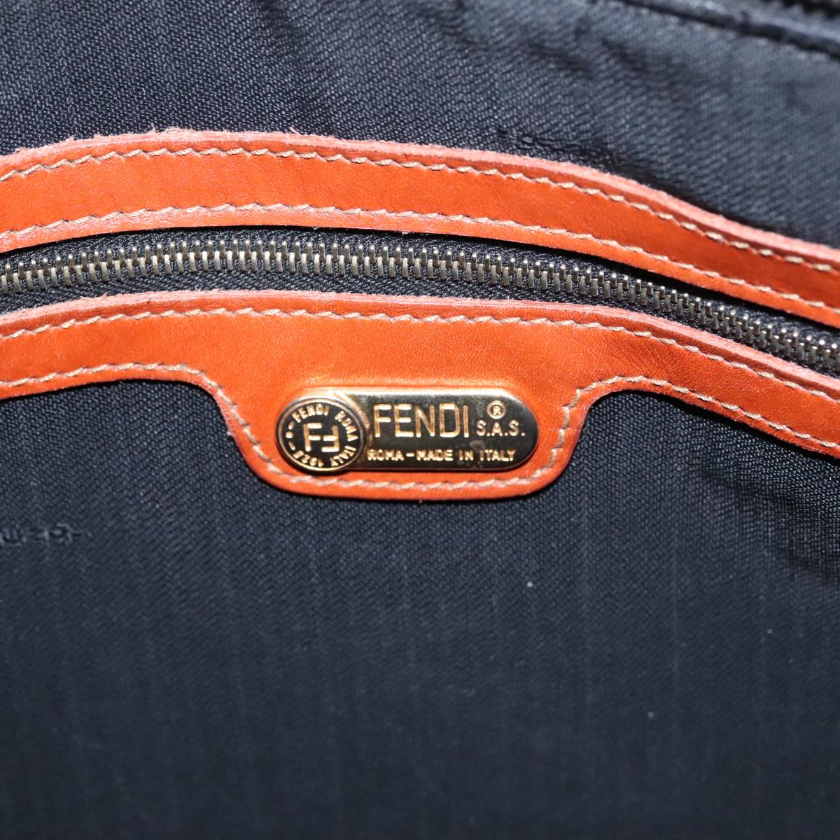 FENDI Pecan Canvas Tote Bag Brown Black Gold bs19326