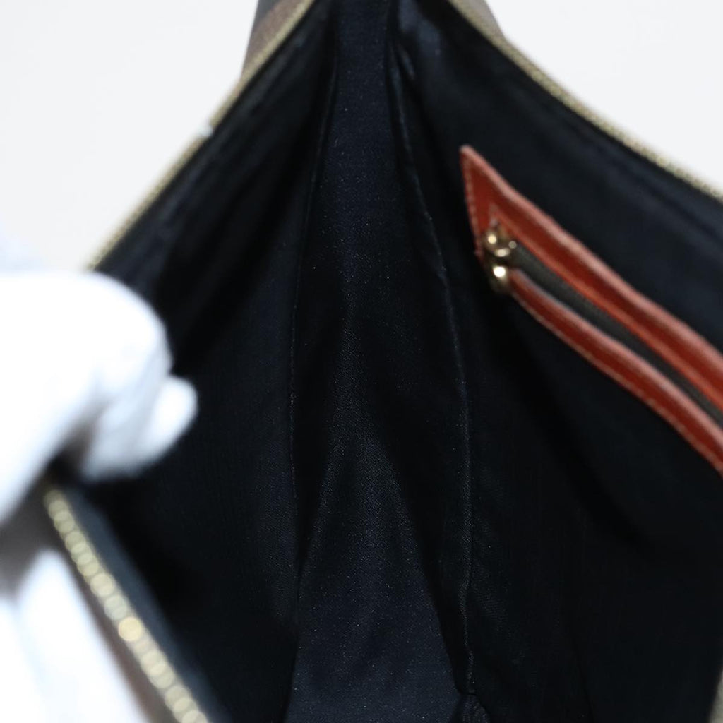 FENDI Pecan Canvas Tote Bag Brown Black Gold bs19326
