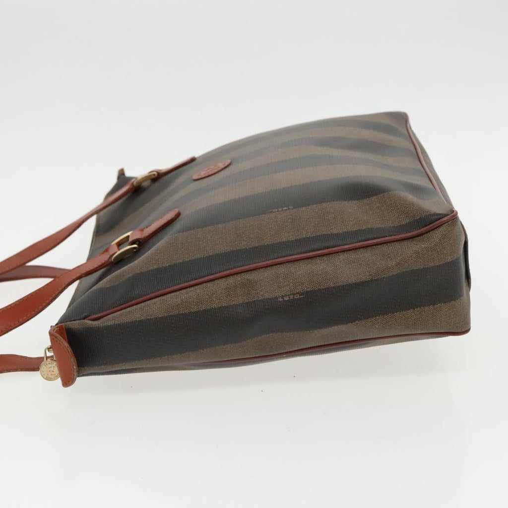 FENDI Pecan Canvas Tote Bag Brown Black Gold bs19326