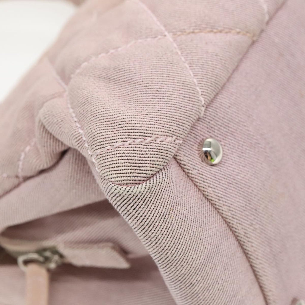 CHANEL Matelasse COCO Mark Hand Bag Canvas Pink Silver CC bs19387