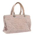 CHANEL Matelasse COCO Mark Hand Bag Canvas Pink Silver CC bs19387
