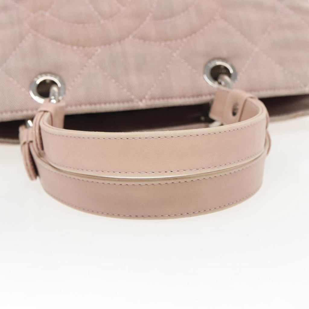 CHANEL Matelasse COCO Mark Hand Bag Canvas Pink Silver CC bs19387