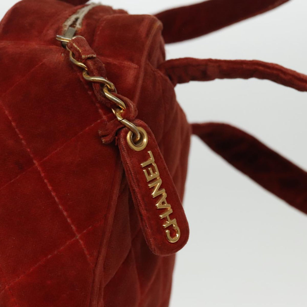 CHANEL Matelasse Hand Bag Velor Orange Gold CC bs19395