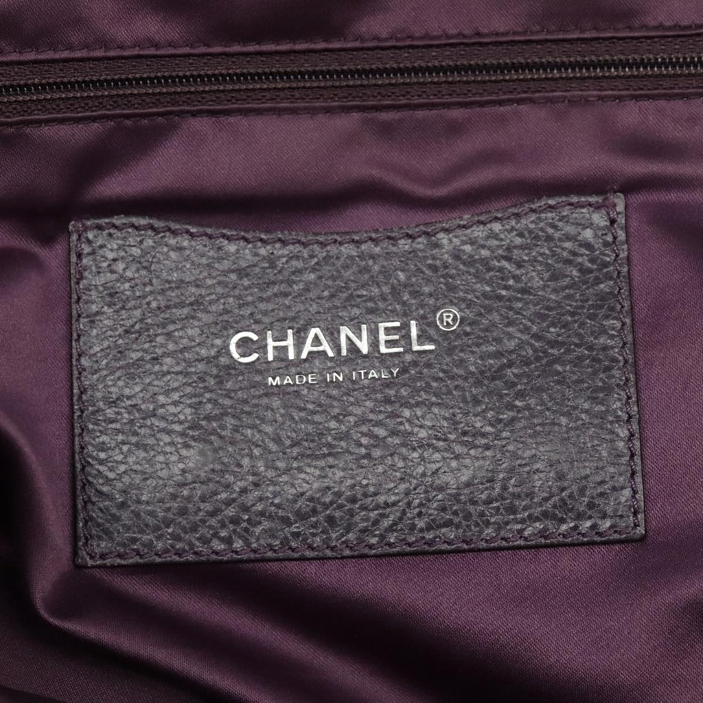 CHANEL Wild Stitch Tote Bag Leather Purple Silver CC bs19398