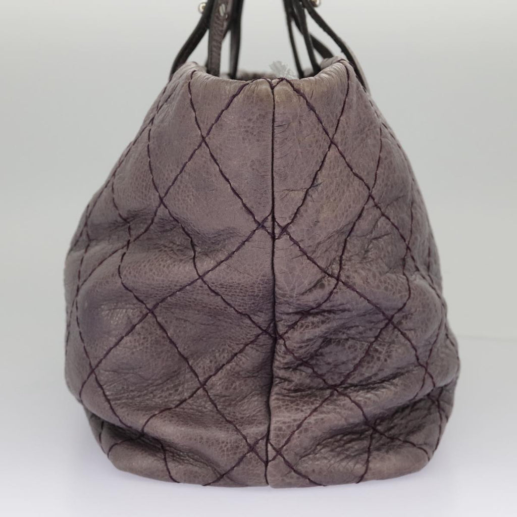 CHANEL Wild Stitch Tote Bag Leather Purple Silver CC bs19398