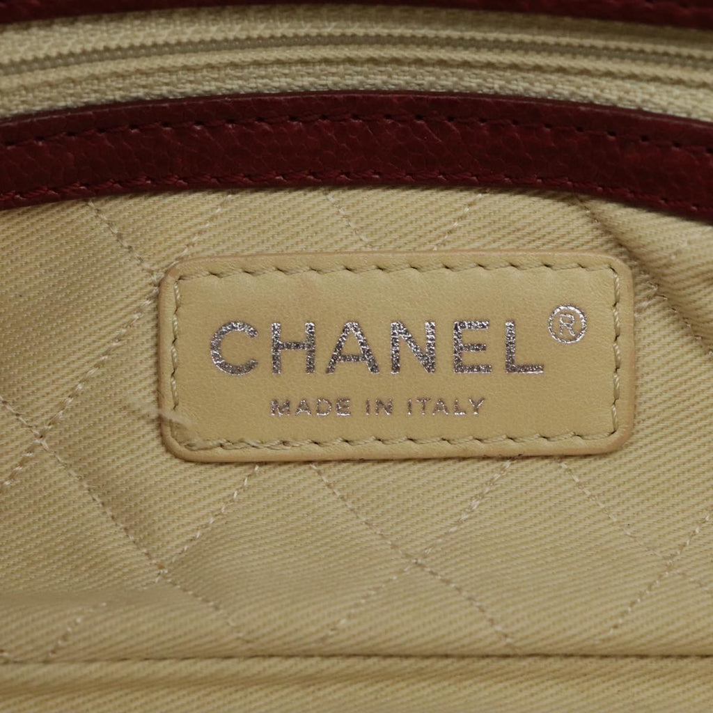 CHANEL Chain Hand Bag Caviar Skin Beige Silver CC bs19418