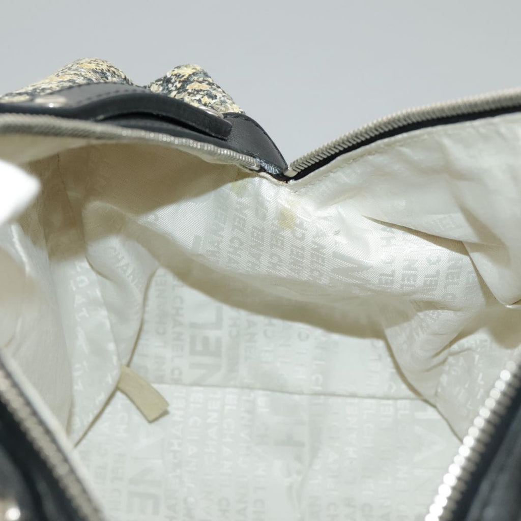 CHANEL Hand Bag Tweed Yellow Silver CC bs19419