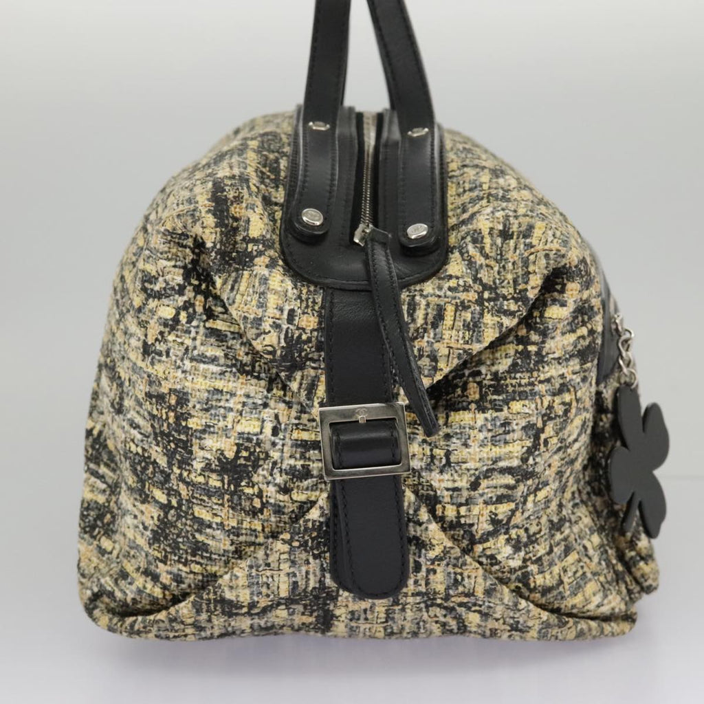 CHANEL Hand Bag Tweed Yellow Silver CC bs19419