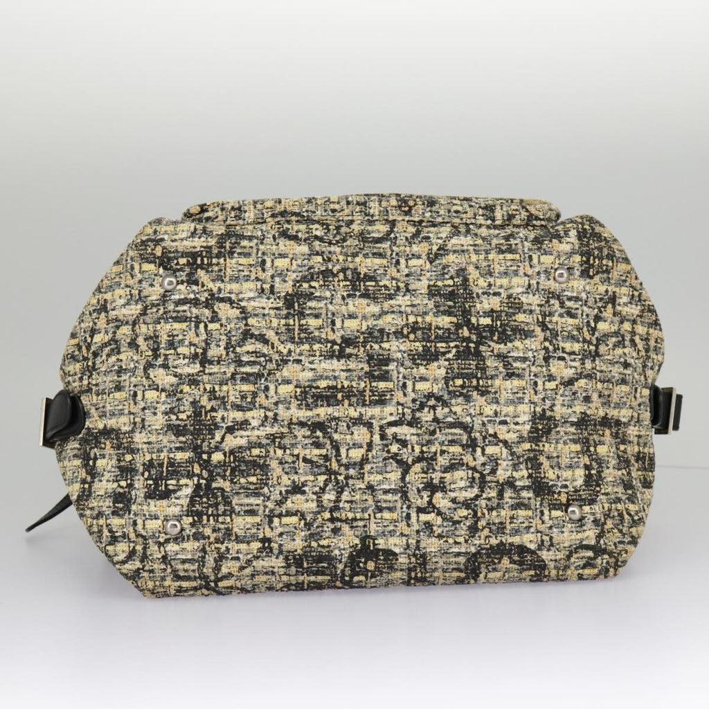 CHANEL Hand Bag Tweed Yellow Silver CC bs19419