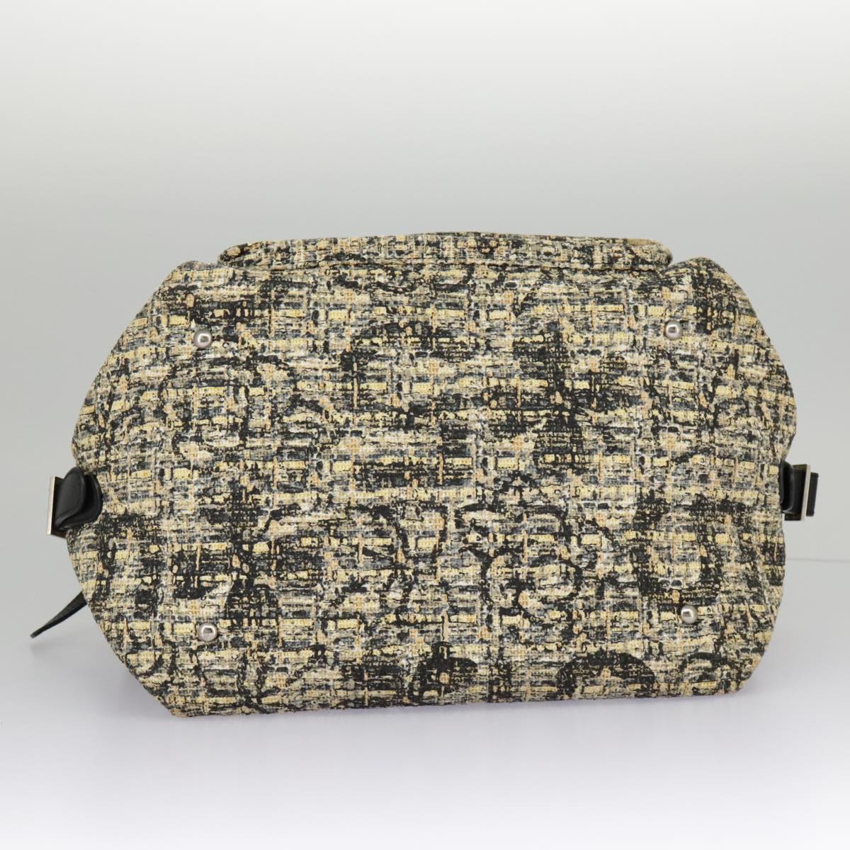 CHANEL Hand Bag Tweed Yellow Silver CC bs19419