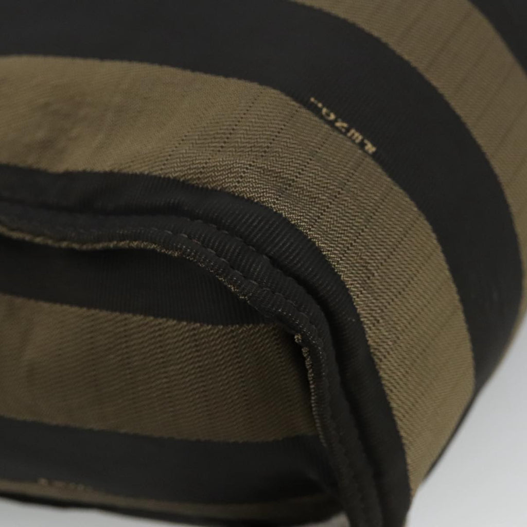FENDI Pecan Canvas Tote Bag Brown Black Silver bs19422