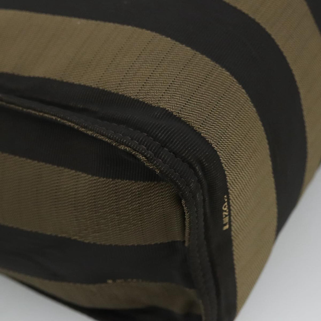 FENDI Pecan Canvas Tote Bag Brown Black Silver bs19422