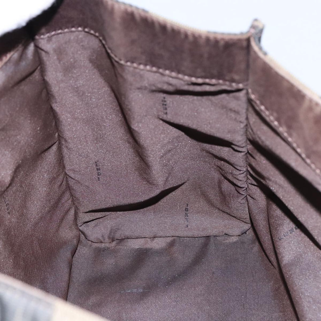 FENDI Pecan Canvas Tote Bag Brown Black Silver bs19422