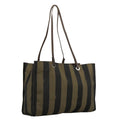 FENDI Pecan Canvas Tote Bag Brown Black Silver bs19422