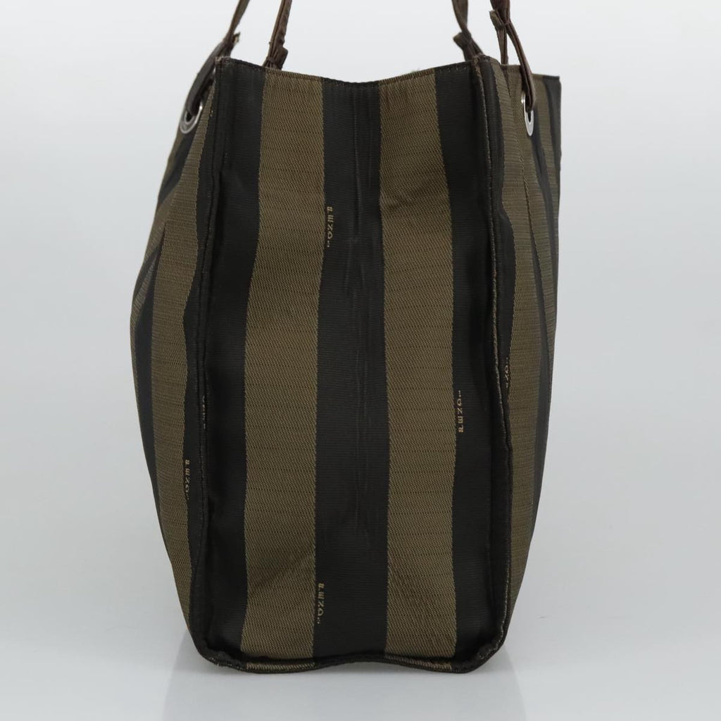 FENDI Pecan Canvas Tote Bag Brown Black Silver bs19422