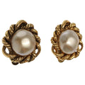 CHANEL Pearl Earring metal Gold Tone CC bs19423