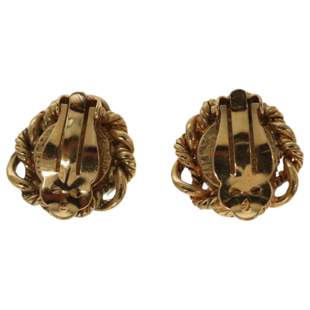 CHANEL Pearl Earring metal Gold Tone CC bs19423