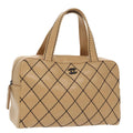 CHANEL Matelasse Wild Stitch Hand Bag Leather Beige CC bs19424
