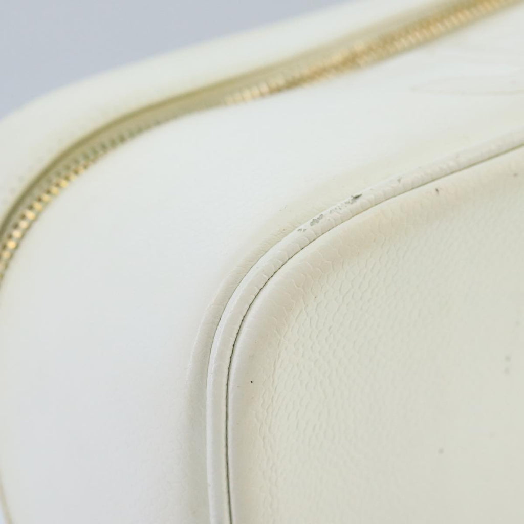 CHANEL COCO Mark Vanity Pouch Caviar Skin White Gold CC bs19425