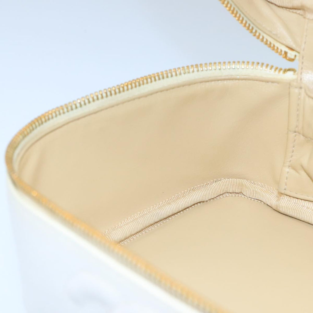 CHANEL COCO Mark Vanity Pouch Caviar Skin White Gold CC bs19425