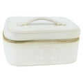 CHANEL COCO Mark Vanity Pouch Caviar Skin White Gold CC bs19425