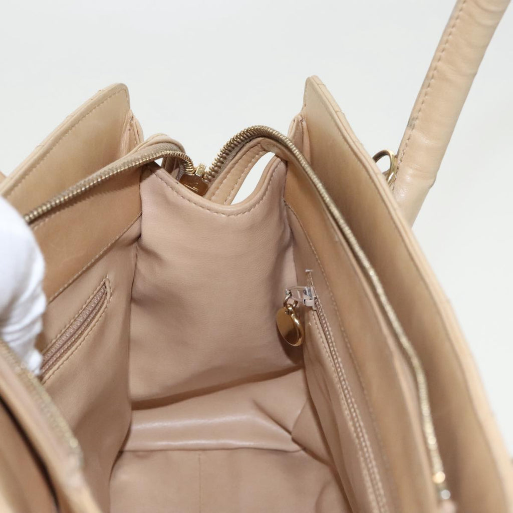 CHANEL V Stitch Hand Bag Leather 2way Beige Gold CC bs19426