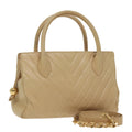 CHANEL V Stitch Hand Bag Leather 2way Beige Gold CC bs19426