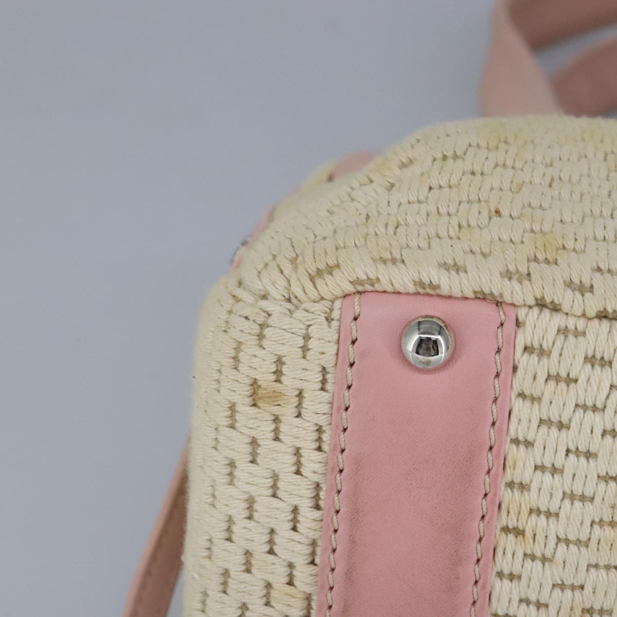 CHANEL Hand Bag Canvas Leather Pink Silver CC bs19432