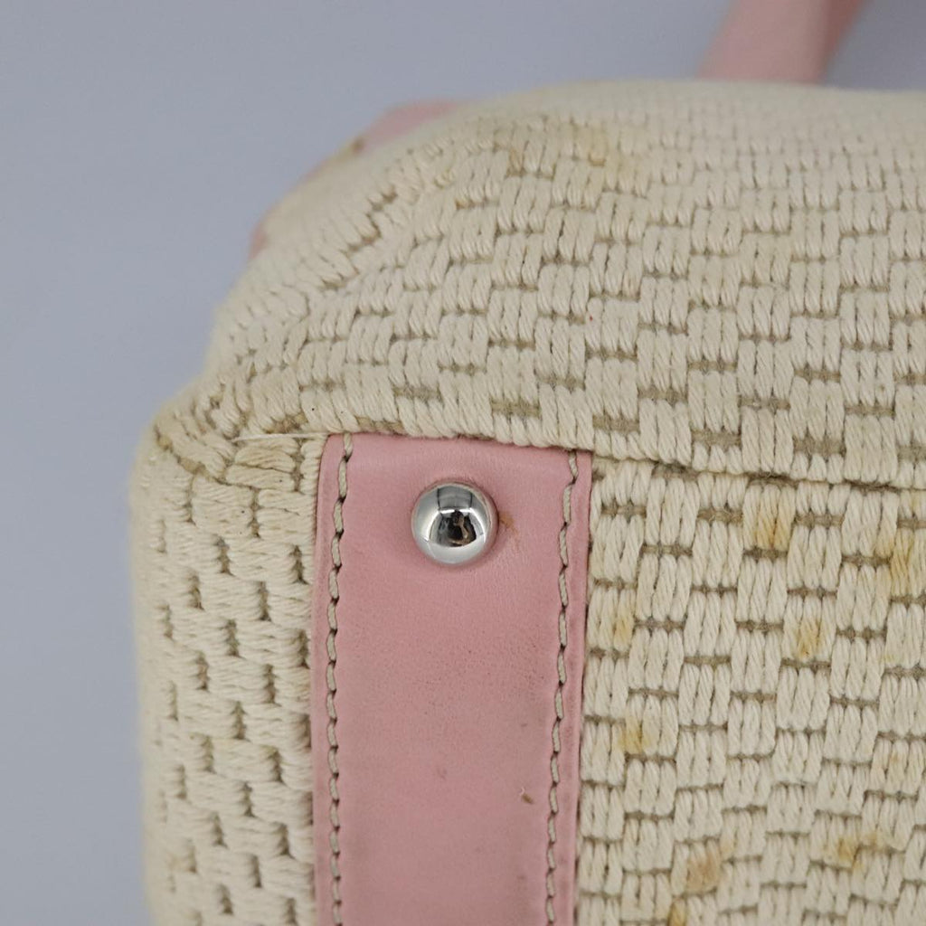 CHANEL Hand Bag Canvas Leather Pink Silver CC bs19432