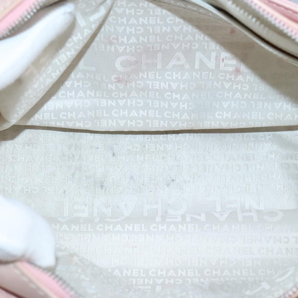 CHANEL Hand Bag Canvas Leather Pink Silver CC bs19432
