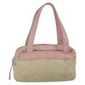 CHANEL Hand Bag Canvas Leather Pink Silver CC bs19432